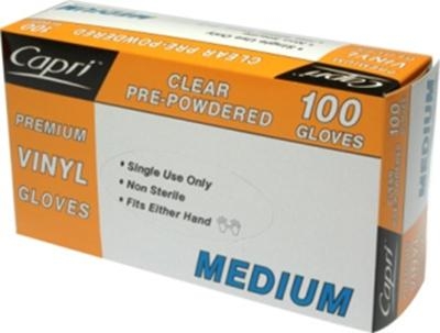 Medium Powdered Clear Vinyl Gloves 100pc (10) - Click for more info
