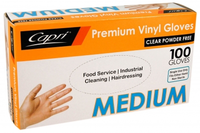 Unpowdered Medium Clear Vinyl Gloves 100pc (10) - Click for more info